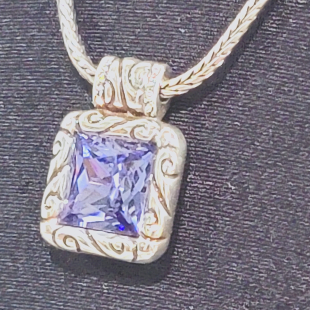 RETIRED BRIGHTON NWT REGINA AMETHYST PENDENT NECKLACE WITH HEART TIN - Picture 4 of 7